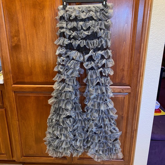 Kikiriki ruffle flared silver pants size S - Picture 2 of 4
